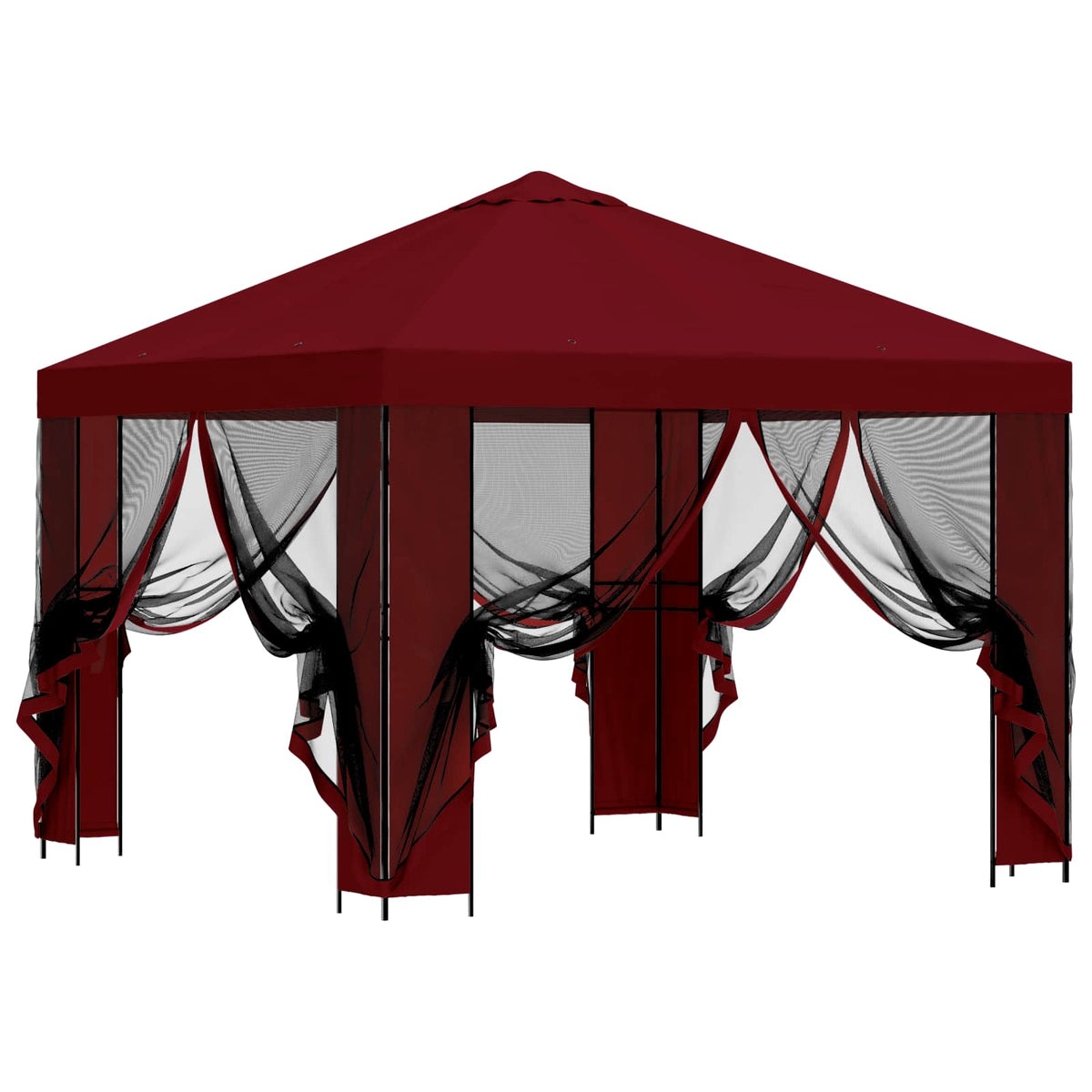 Garten Pavillon mit Seitenwänden 3 x 3 m Bordeauxrot