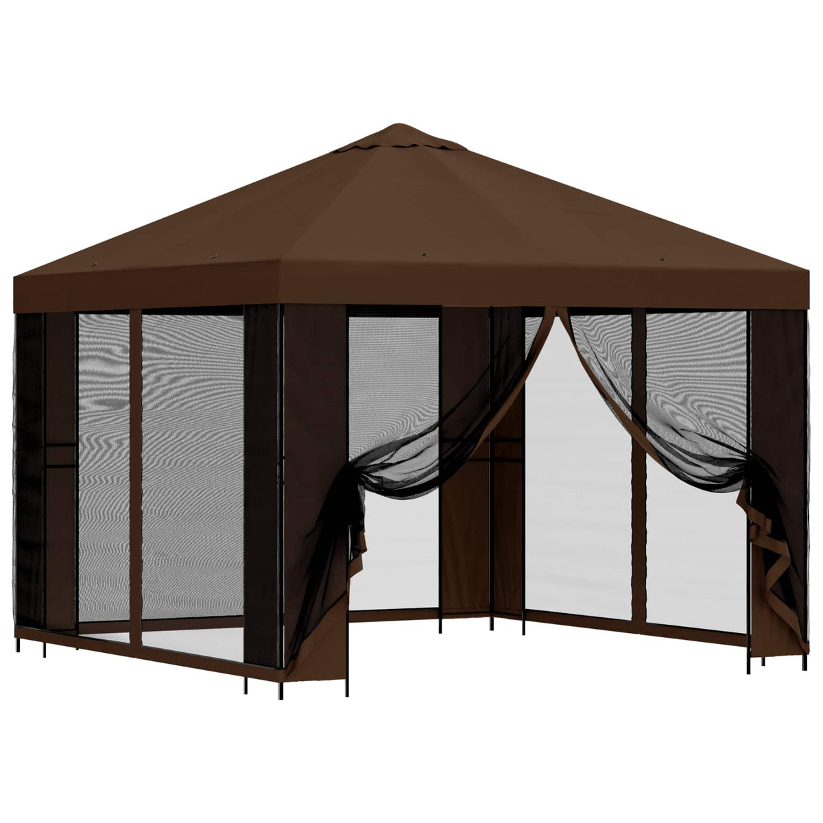 Garten Pavillon mit Seitenwänden 3 x 3 m Braun