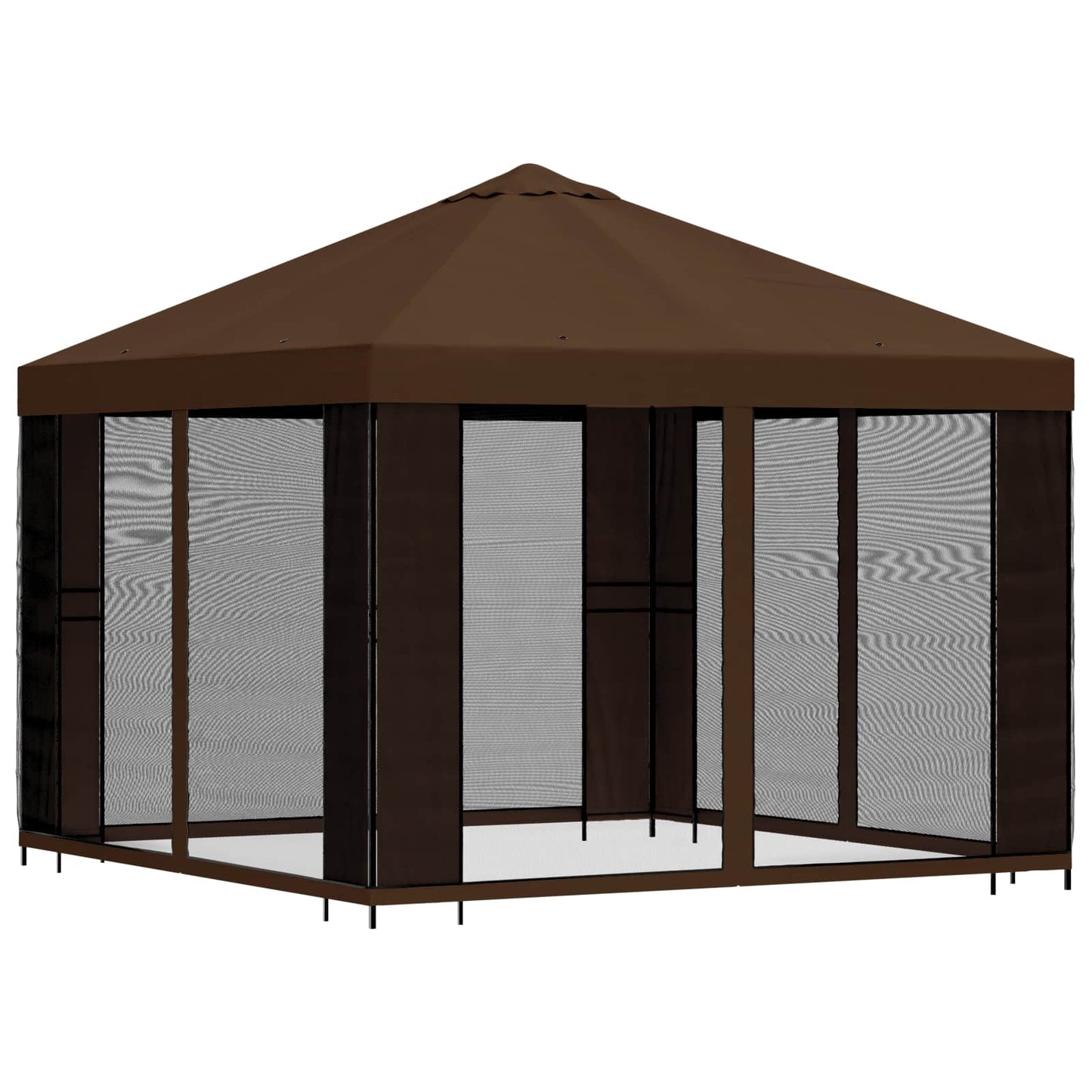 Garten Pavillon mit Seitenwänden 3 x 3 m Braun