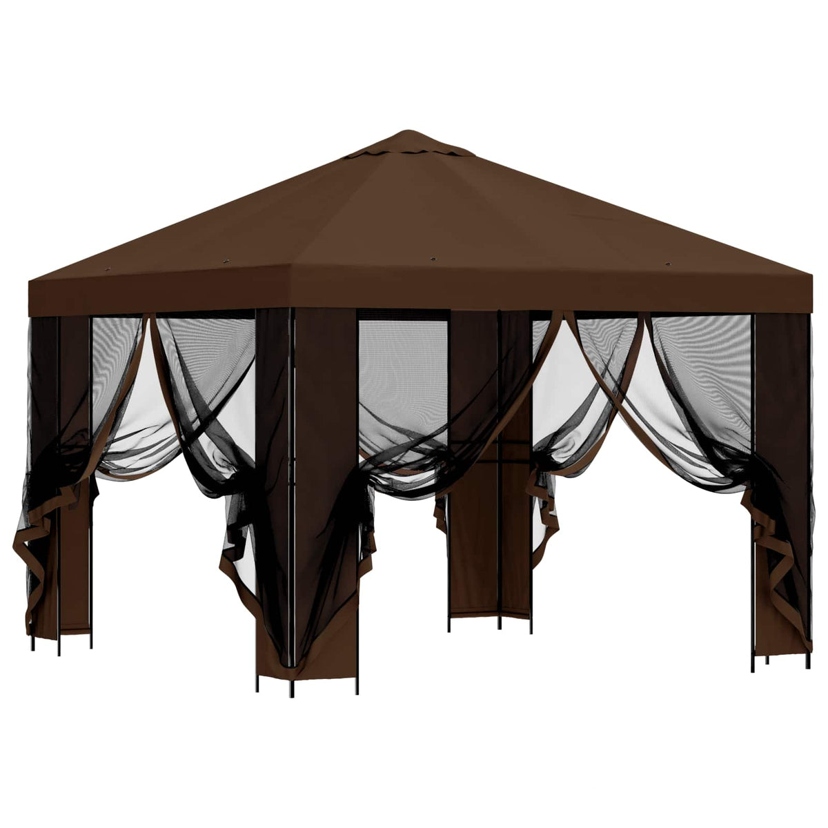 Garten Pavillon mit Seitenwänden 3 x 3 m Braun