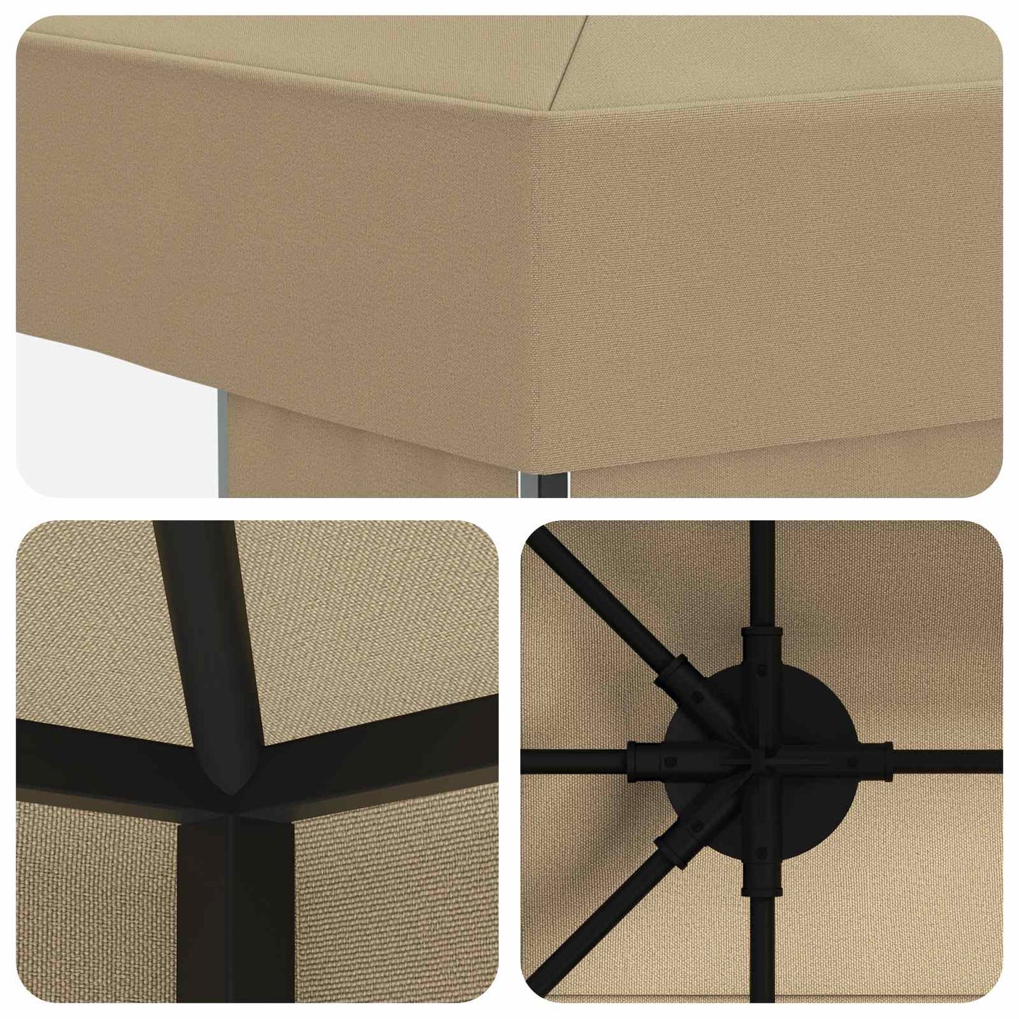 Pavillon 4 x 3 m Beige Polyester und Stahl 190 gsm