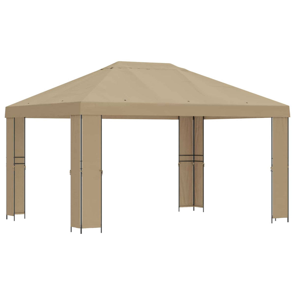 Pavillon 4 x 3 m Beige Polyester und Stahl 190 gsm