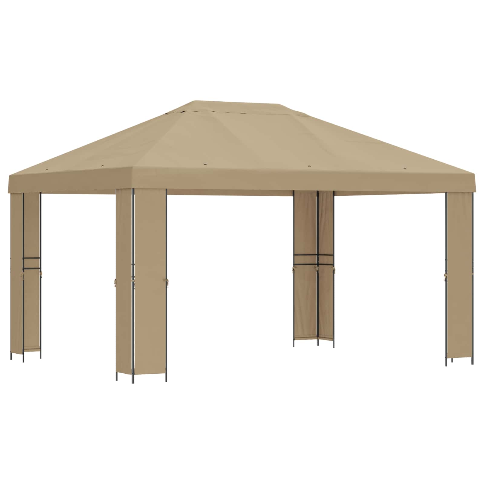 Pavillon 4 x 3 m Beige Polyester und Stahl 190 gsm