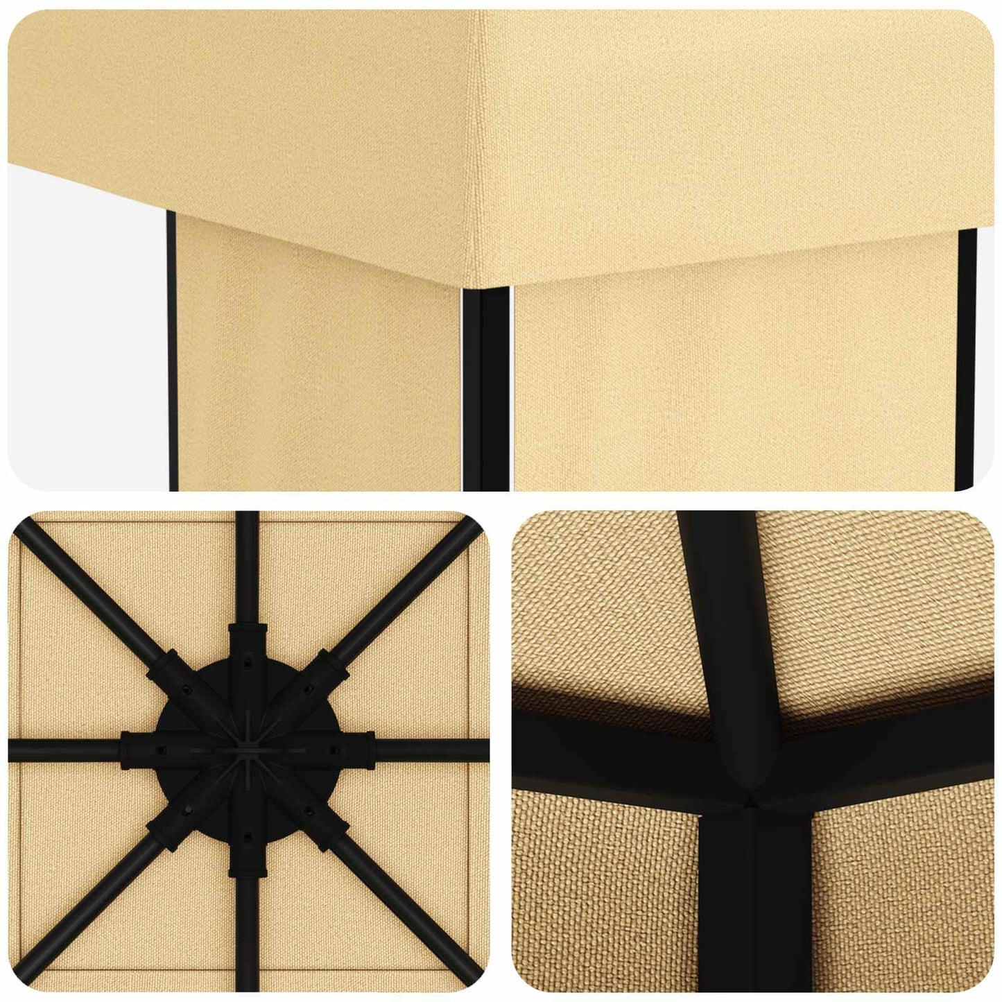 Pavillon 4 x 3 m Creme Polyester und Stahl 190 gsm