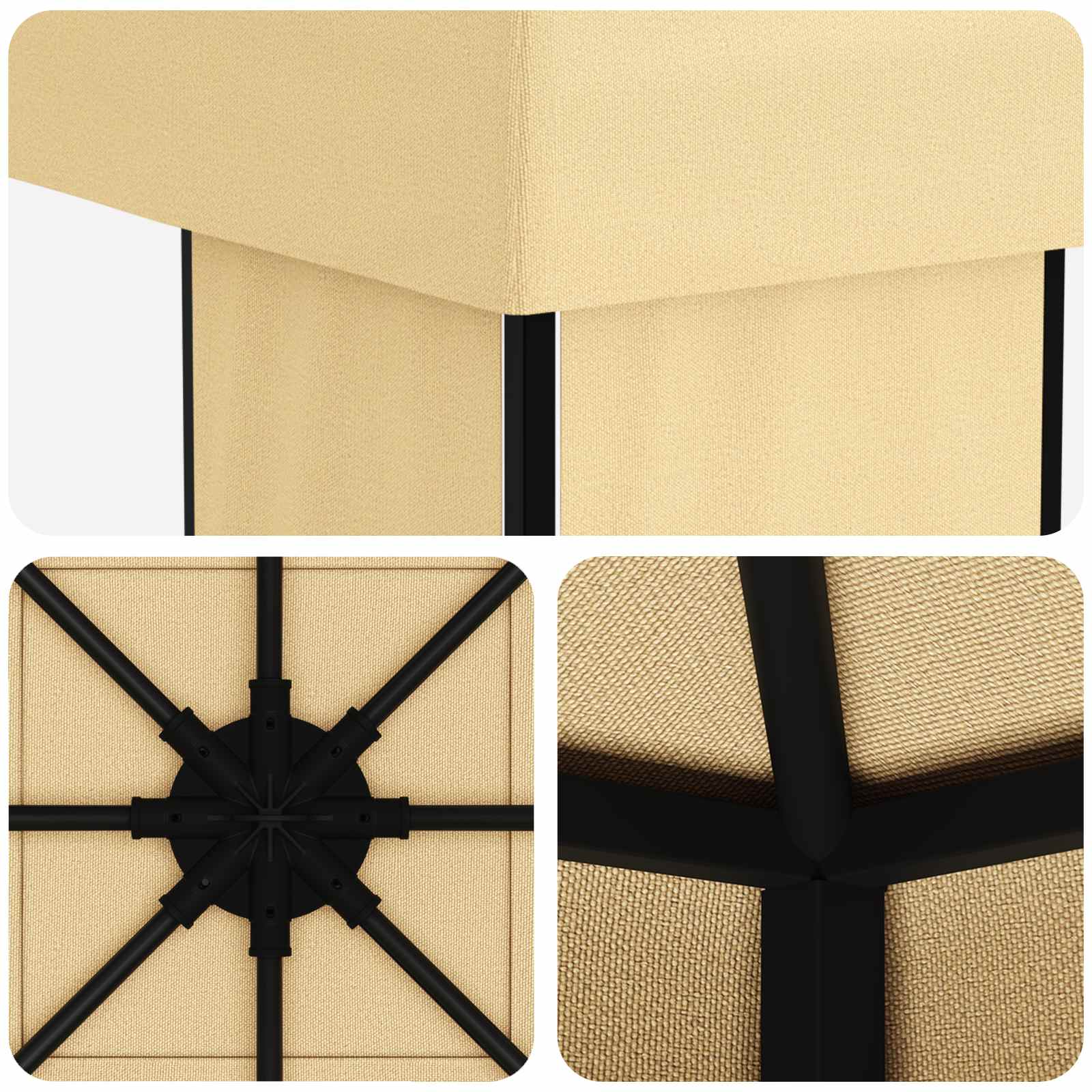 Pavillon 4 x 3 m Creme Polyester und Stahl 190 gsm