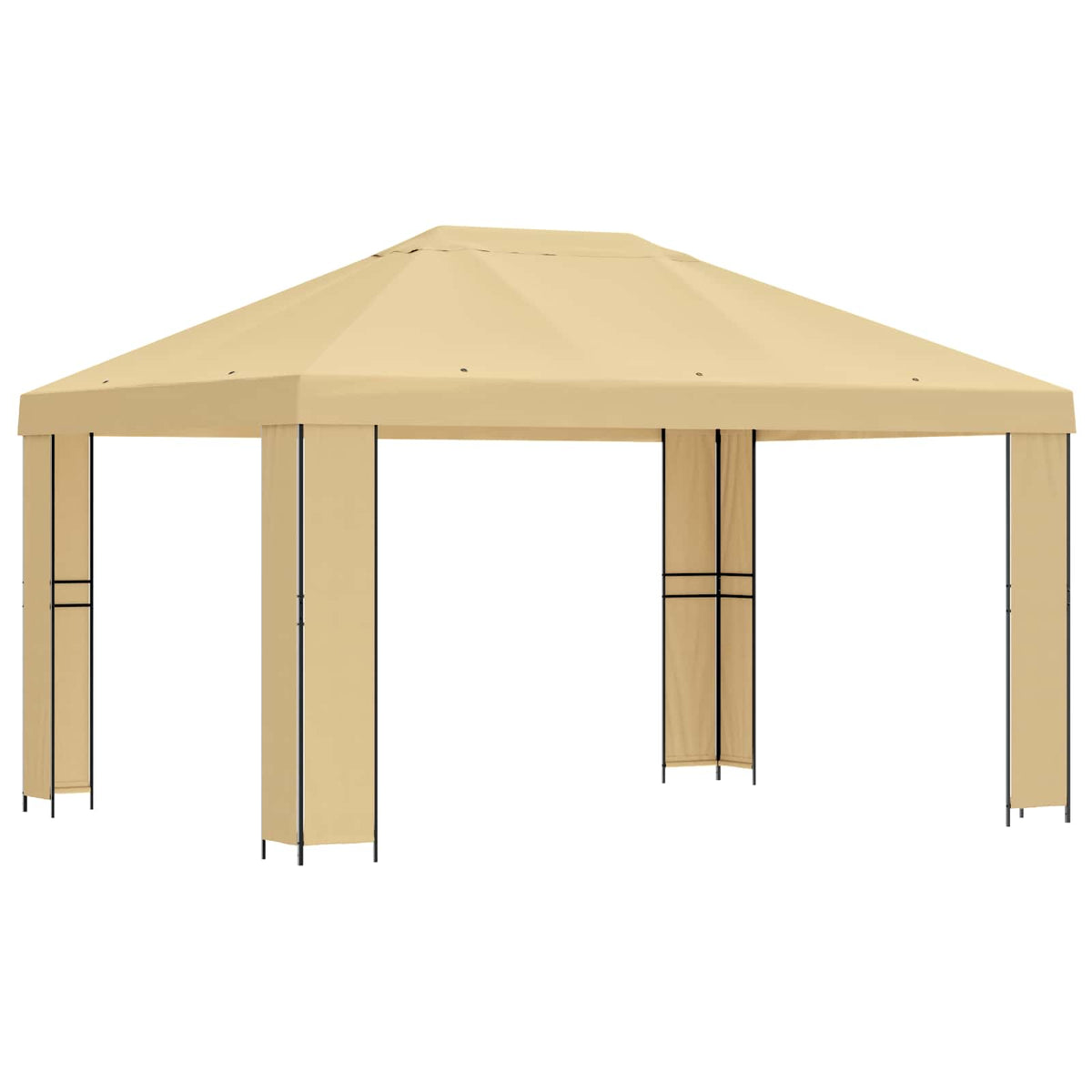Pavillon 4 x 3 m Creme Polyester und Stahl 190 gsm