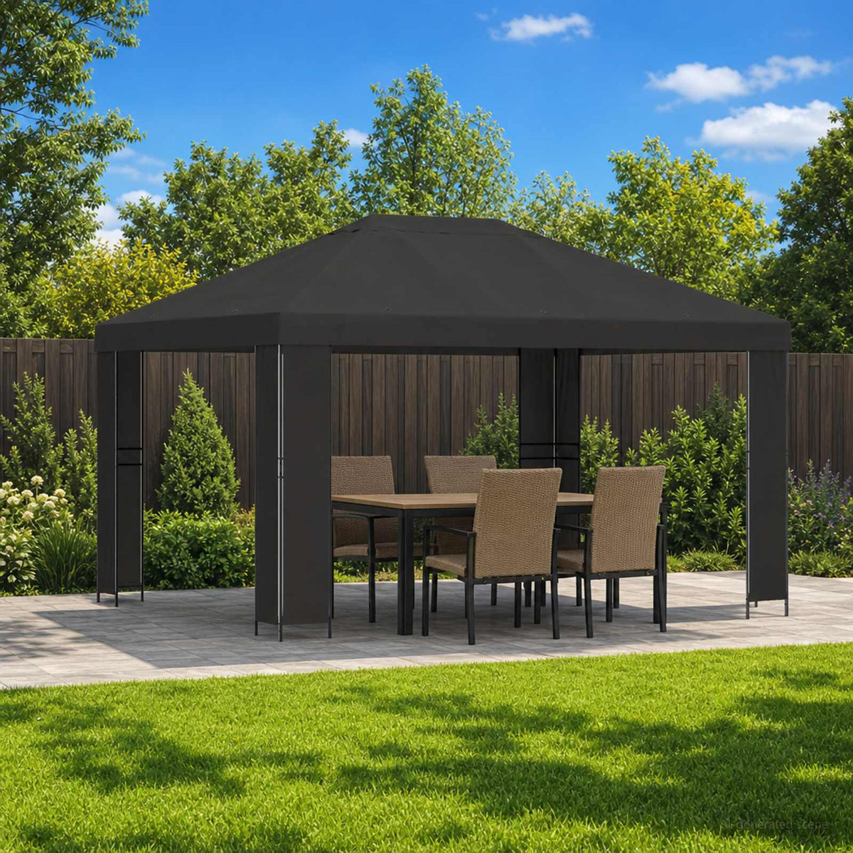 Pavillon 4 x 3 m Anthrazit Polyester und Stahl 190 gsm