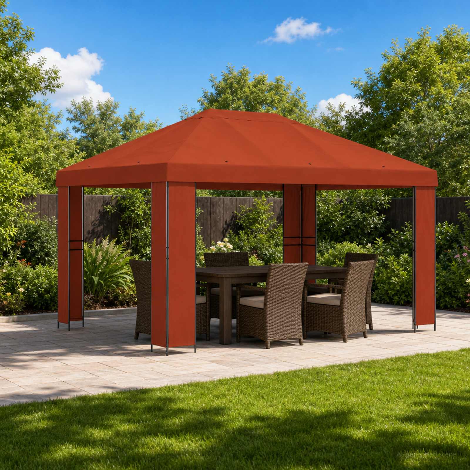 Pavillon 4 x 3 m Terrakotta Polyester und Stahl 190 gsm