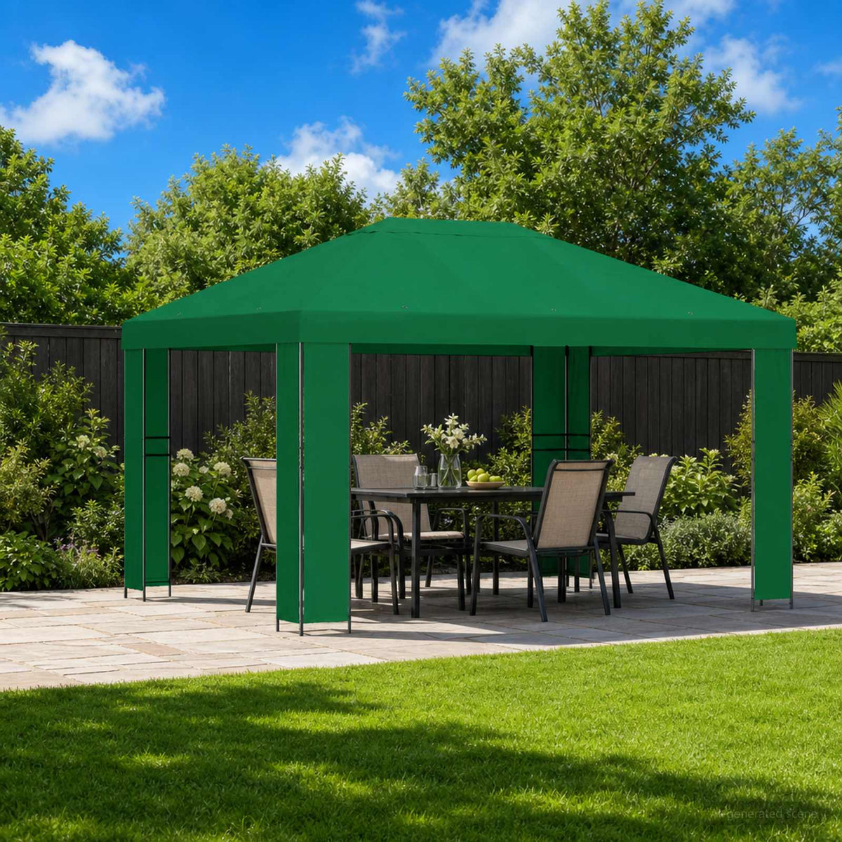 Pavillon 4 x 3 m Grün Polyester und Stahl 190 gsm