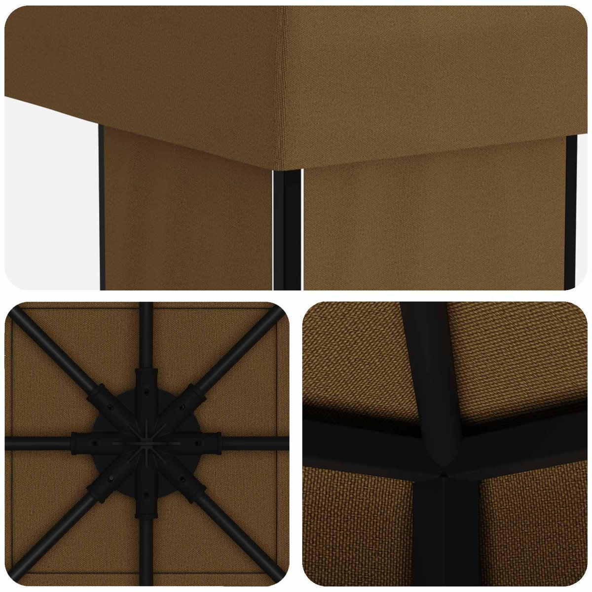 Pavillon 4 x 3 m Taupe Polyester und Stahl 190 gsm