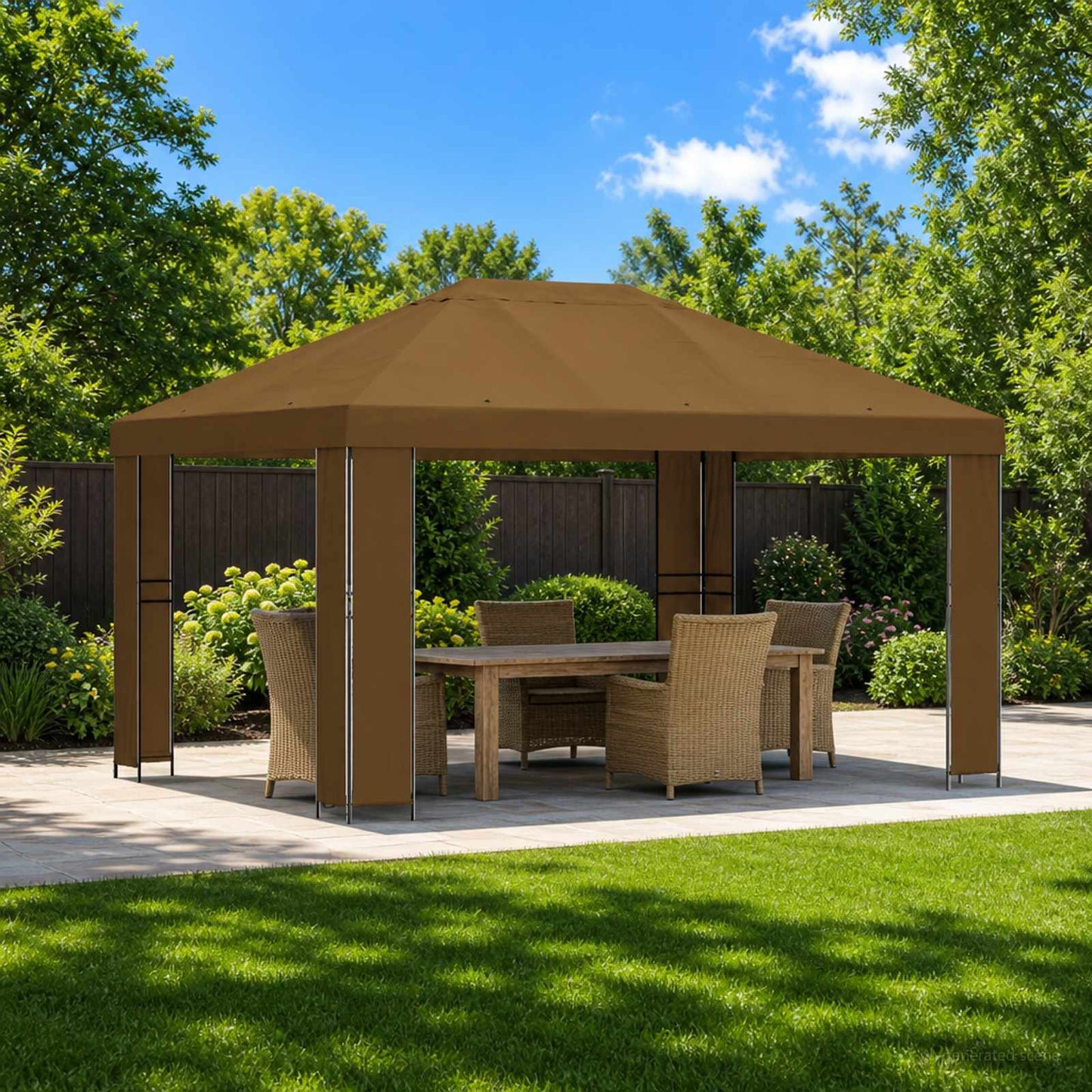 Pavillon 4 x 3 m Taupe Polyester und Stahl 190 gsm