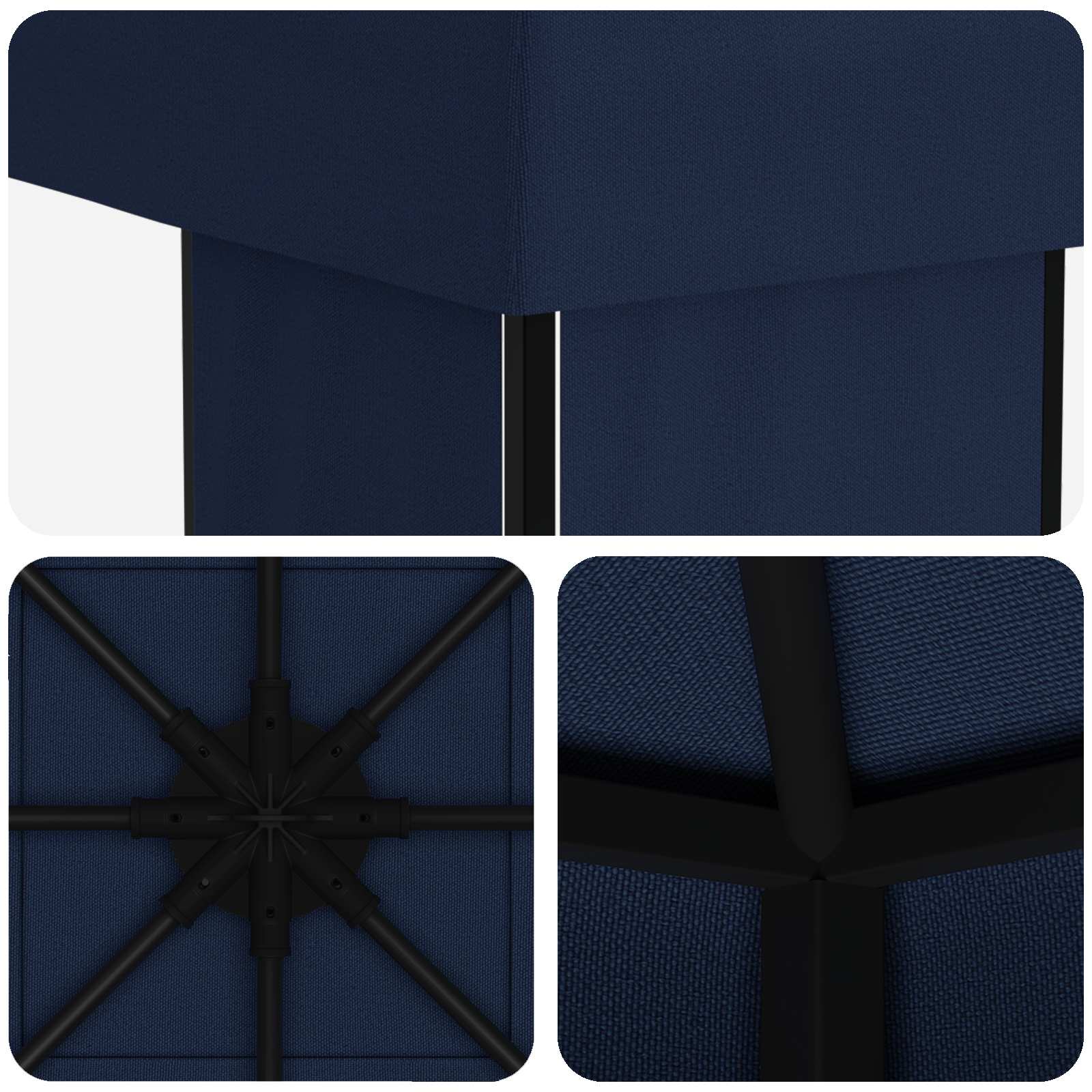 Pavillon 4 x 3 m Blau Polyester und Stahl 190 gsm