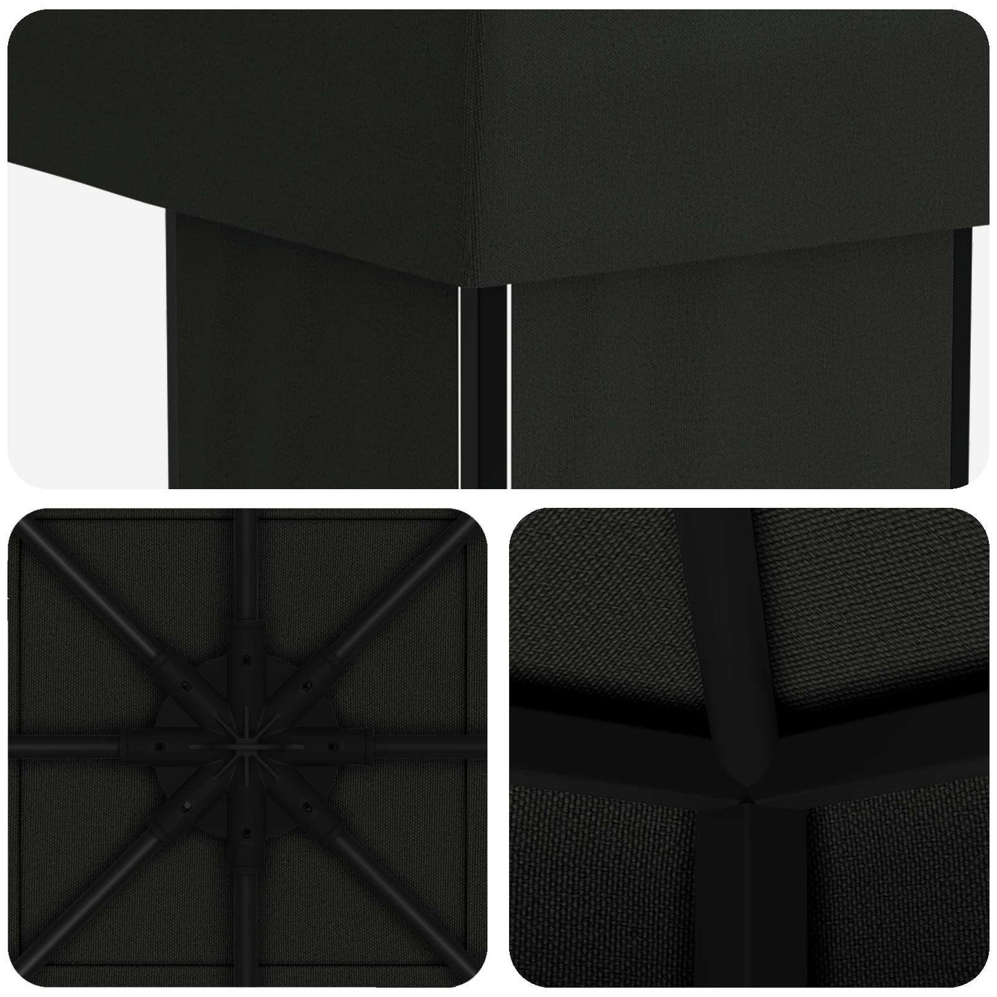 Pavillon 4 x 3 m Schwarz Polyester und Stahl 190 gsm