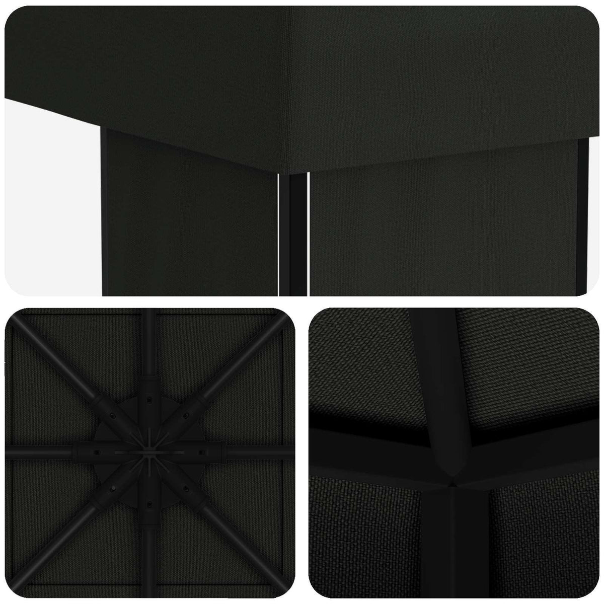 Pavillon 4 x 3 m Schwarz Polyester und Stahl 190 gsm