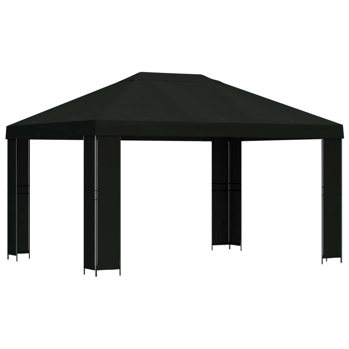 Pavillon 4 x 3 m Schwarz Polyester und Stahl 190 gsm