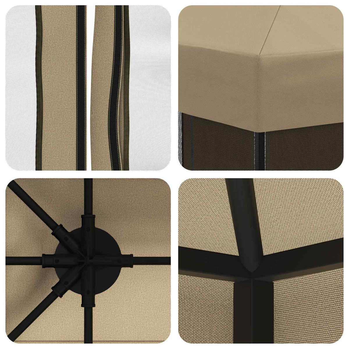 Garten Pavillon mit Seitenwänden 4 x 3 m Beige