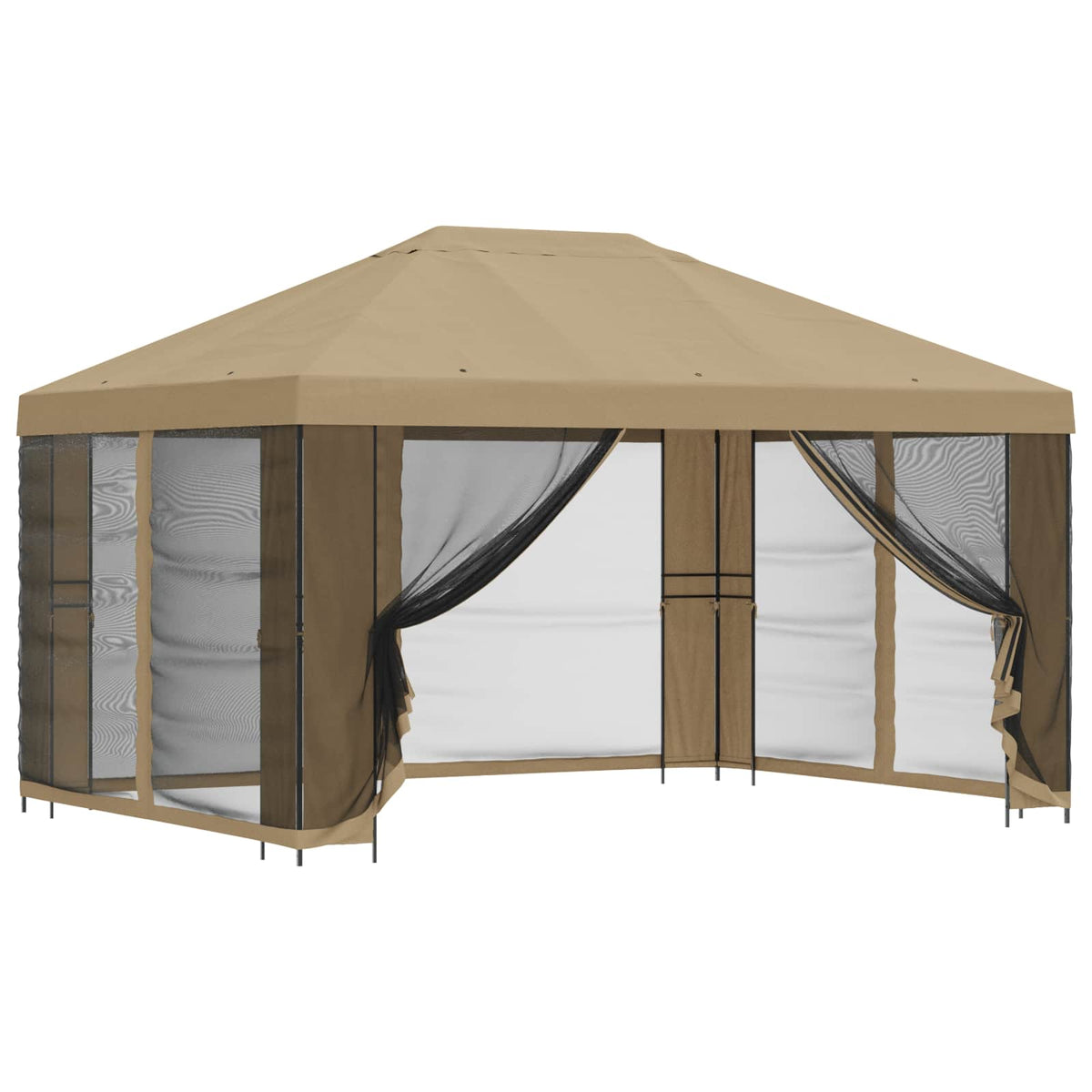 Garten Pavillon mit Seitenwänden 4 x 3 m Beige