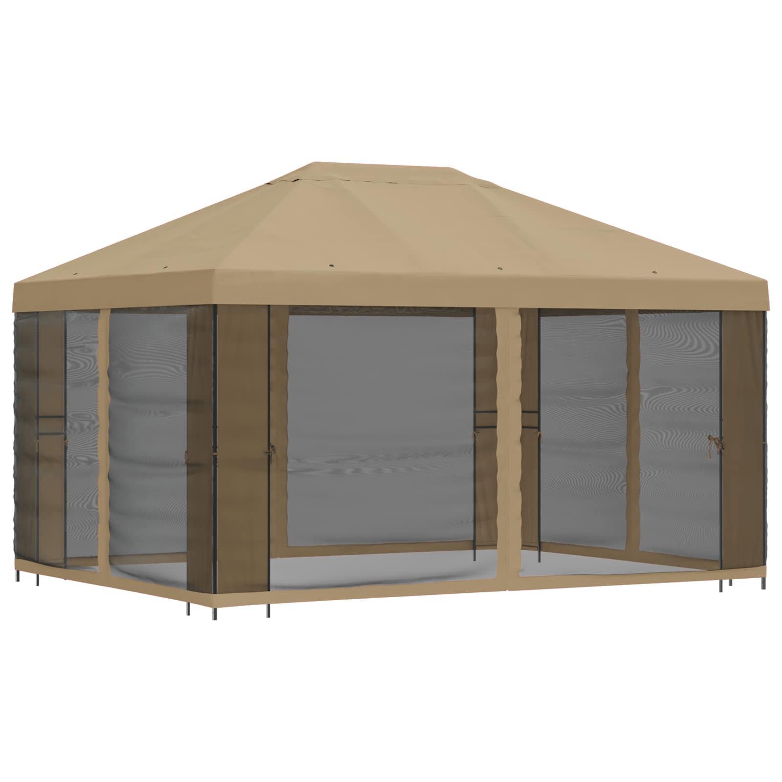 Garten Pavillon mit Seitenwänden 4 x 3 m Beige