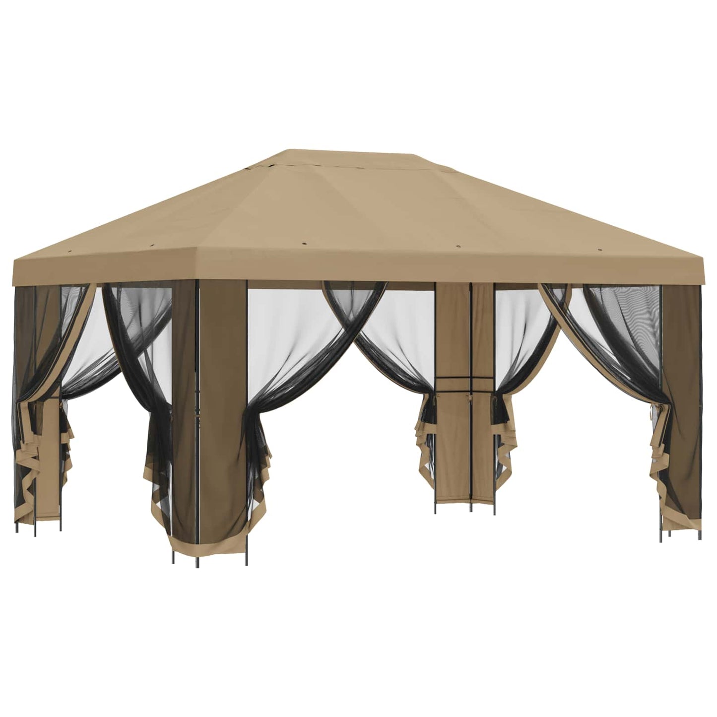 Garten Pavillon mit Seitenwänden 4 x 3 m Beige