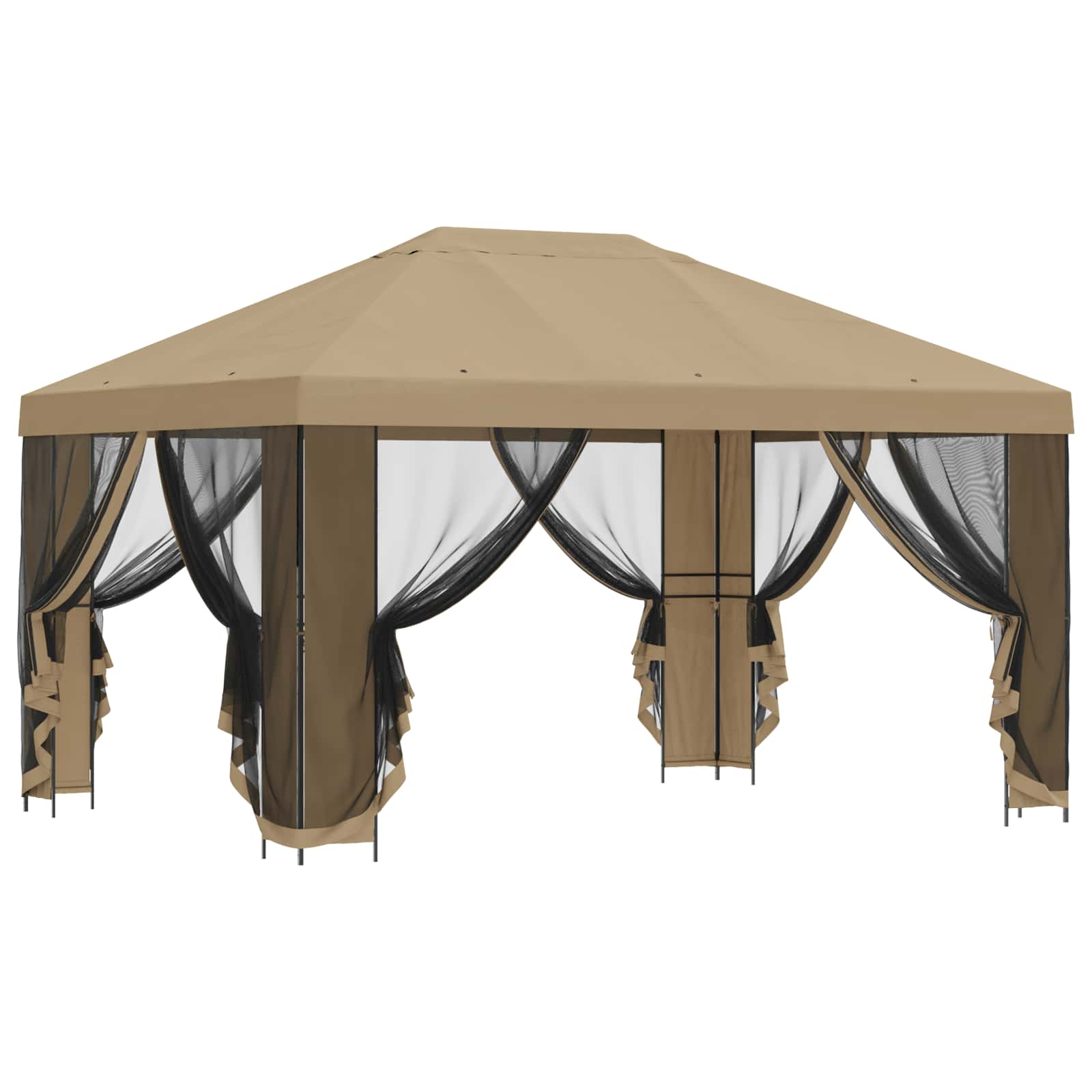 Garten Pavillon mit Seitenwänden 4 x 3 m Beige