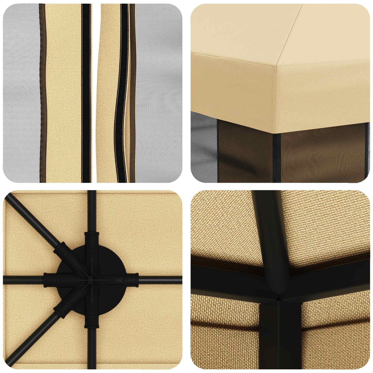 Garten Pavillon mit Seitenwänden 4 x 3 m Creme