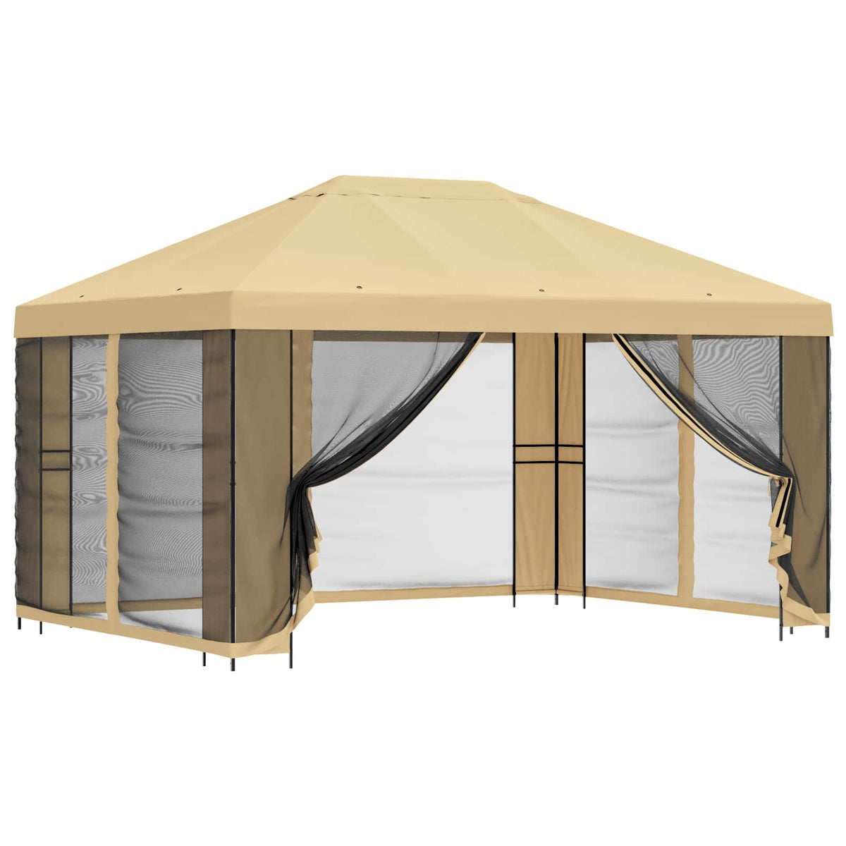 Garten Pavillon mit Seitenwänden 4 x 3 m Creme