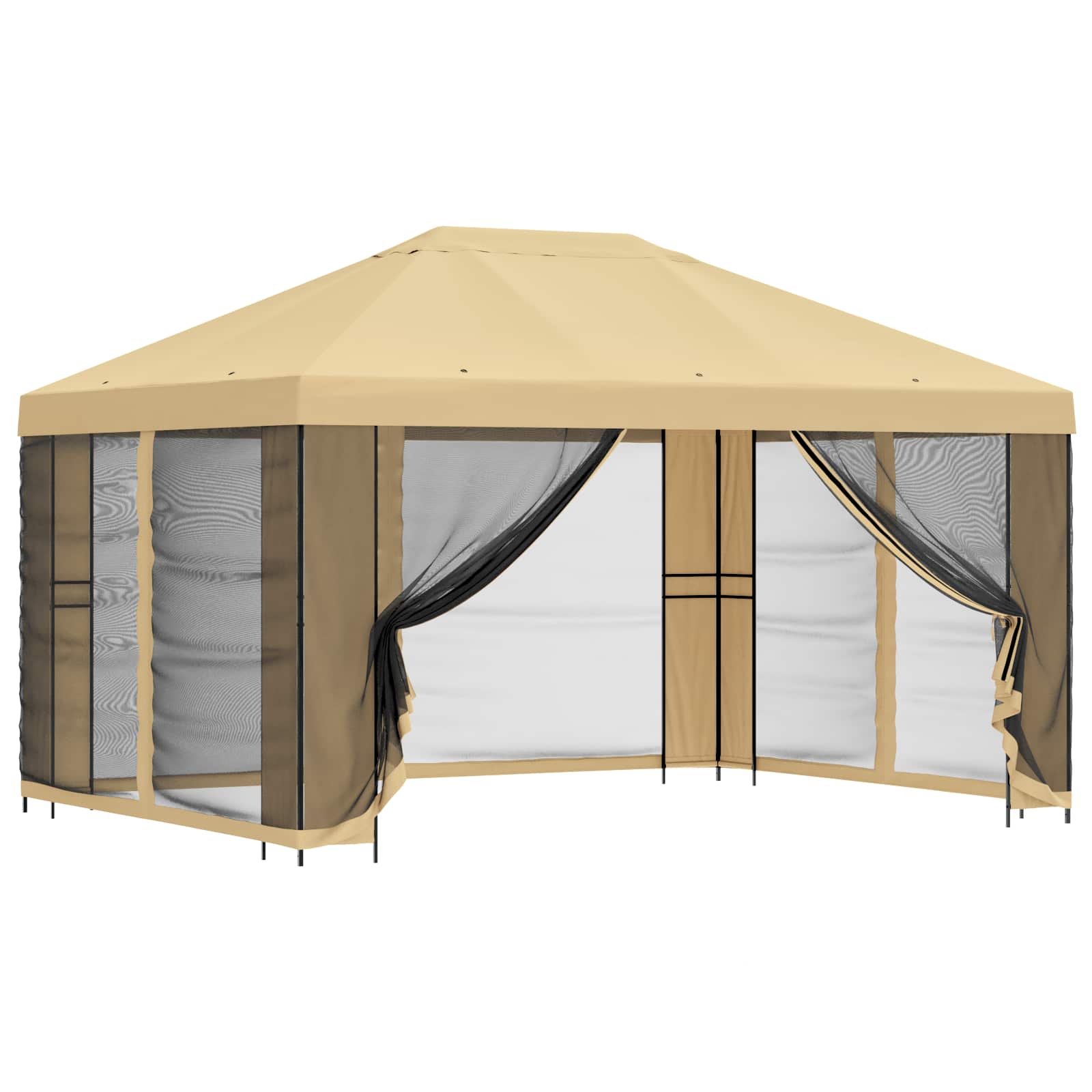 Garten Pavillon mit Seitenwänden 4 x 3 m Creme