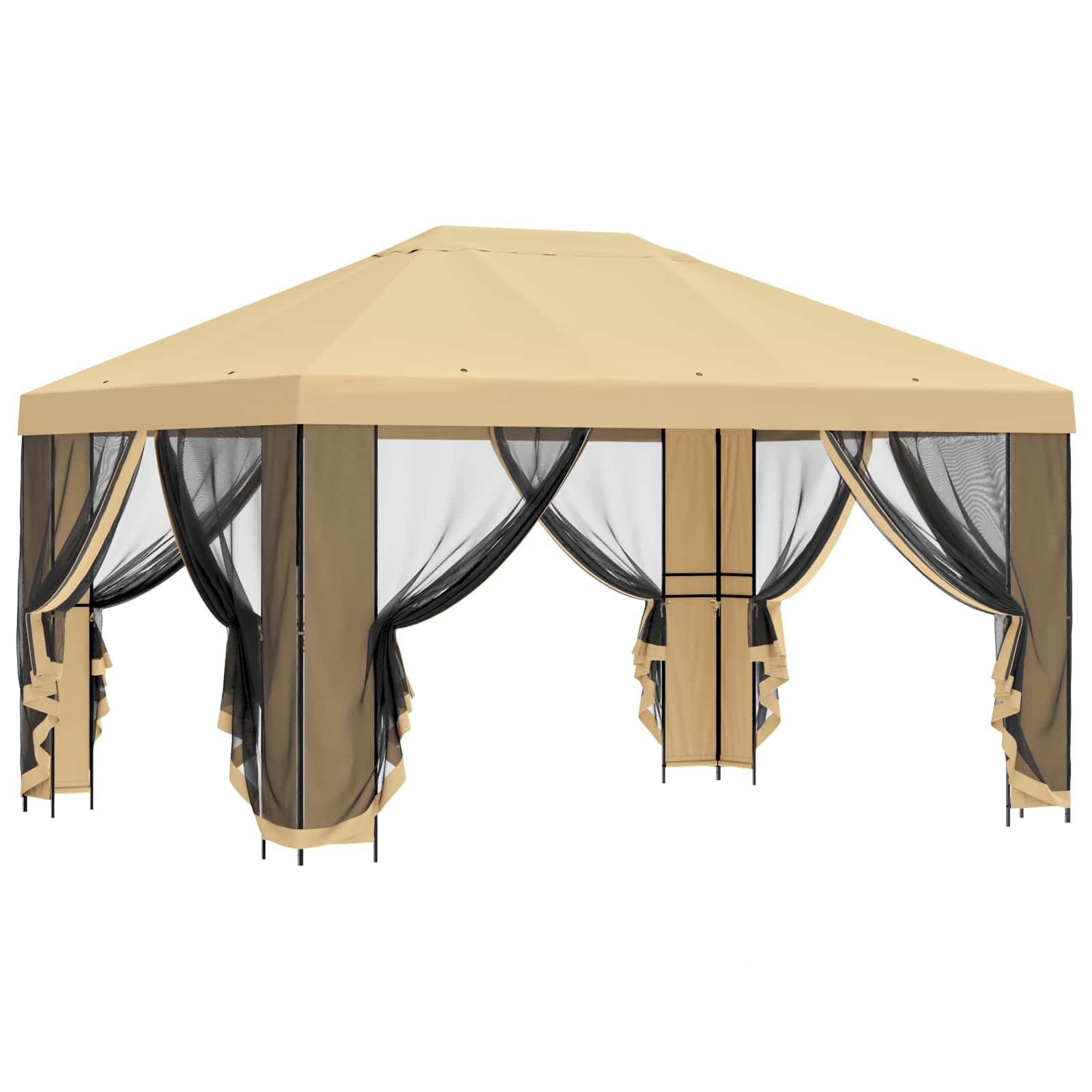 Garten Pavillon mit Seitenwänden 4 x 3 m Creme