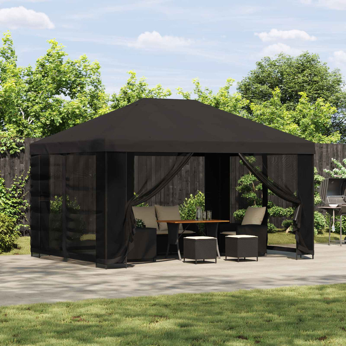 Garten Pavillon mit Seitenwänden 4 x 3 m Anthrazit