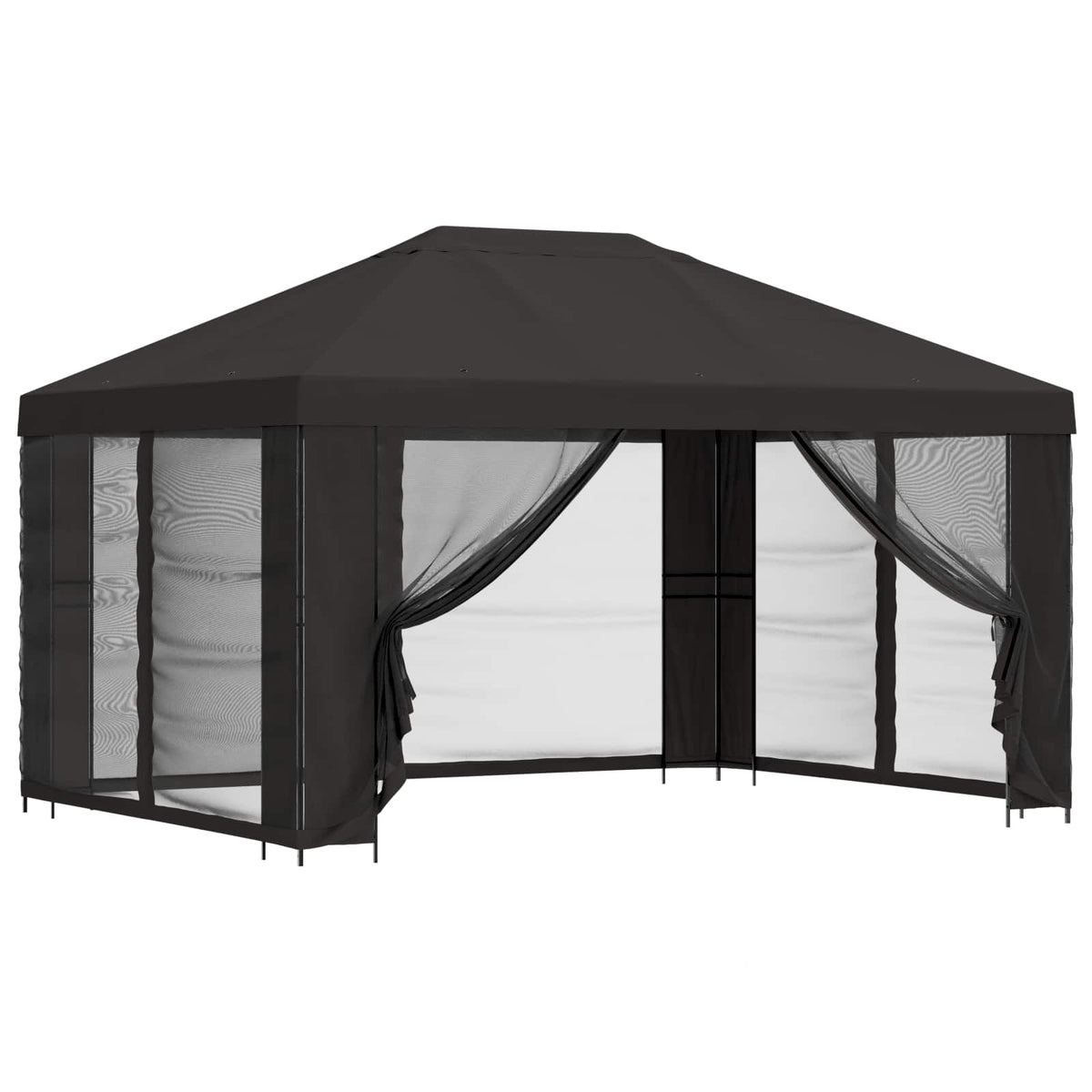 Garten Pavillon mit Seitenwänden 4 x 3 m Anthrazit