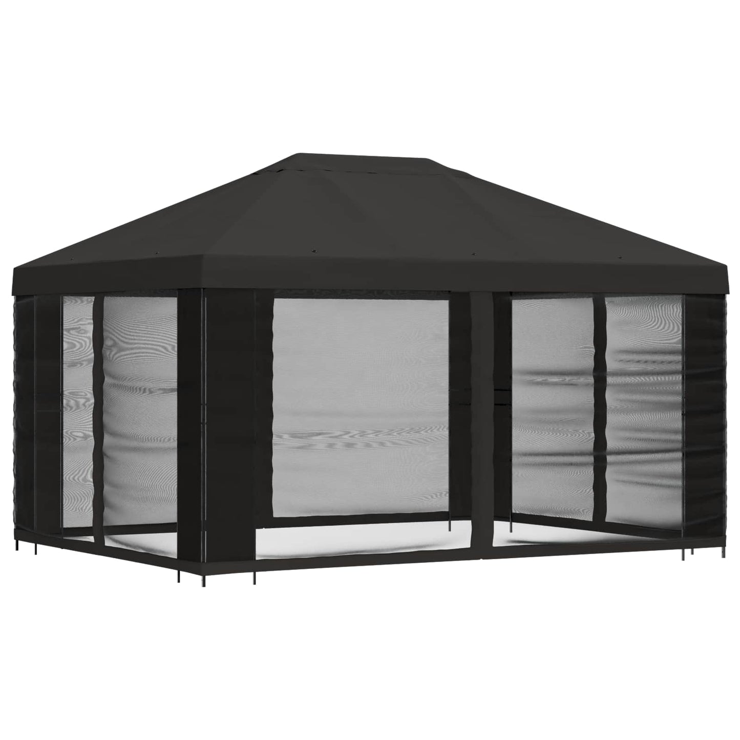Garten Pavillon mit Seitenwänden 4 x 3 m Anthrazit