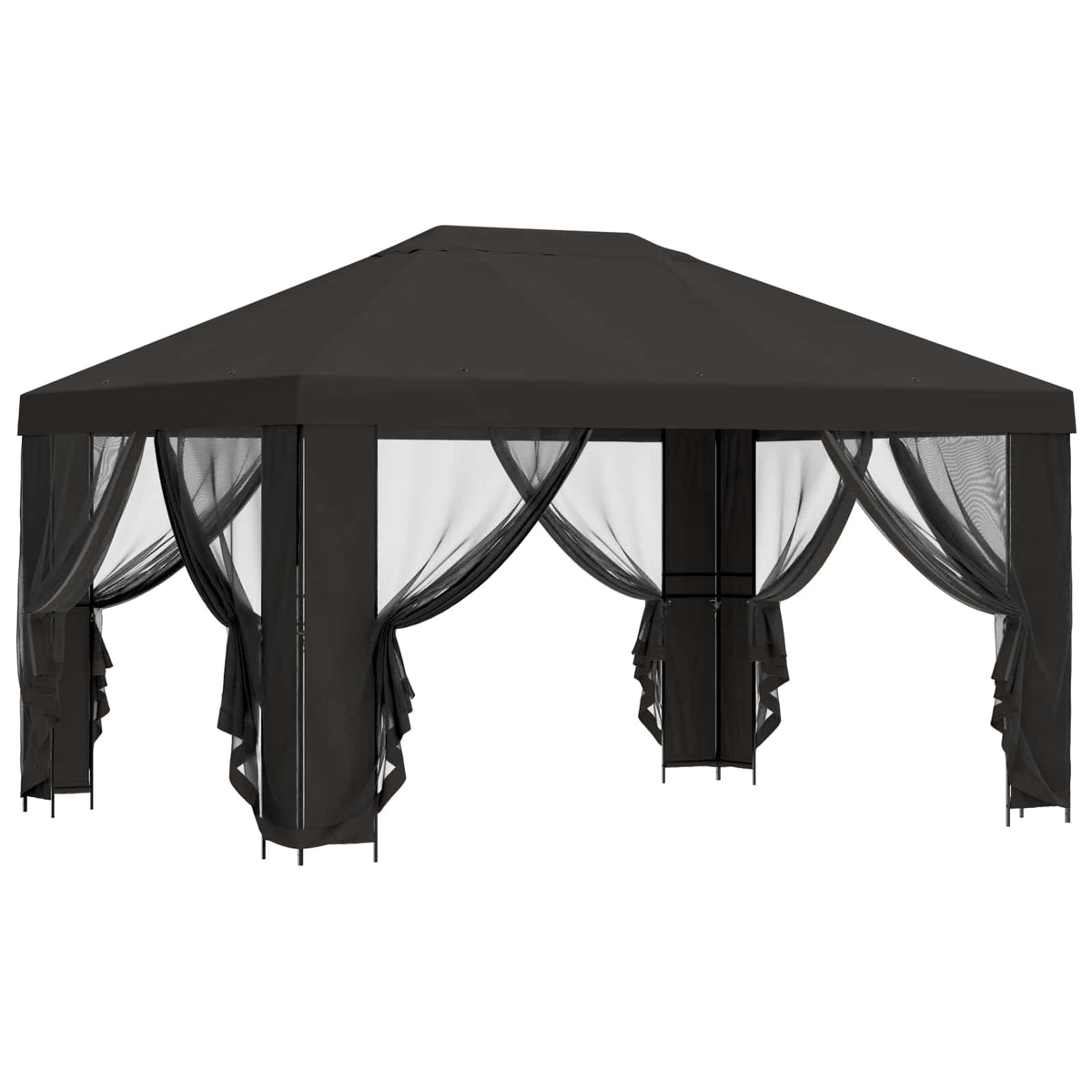Garten Pavillon mit Seitenwänden 4 x 3 m Anthrazit