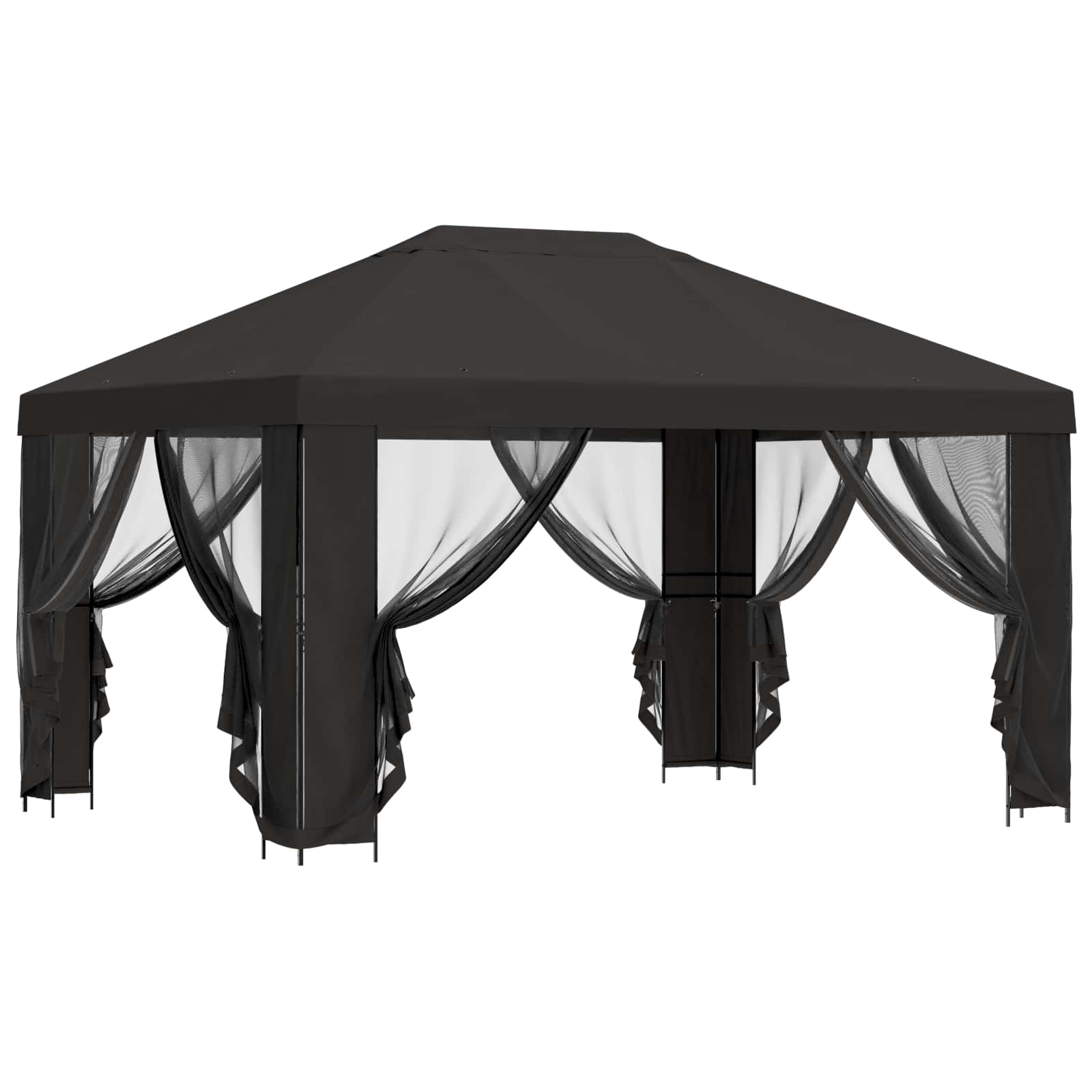 Garten Pavillon mit Seitenwänden 4 x 3 m Anthrazit