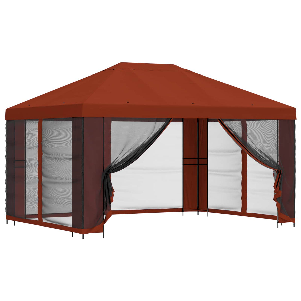 Pavillon mit Seitenwänden 4 x 3 m Terrakotta