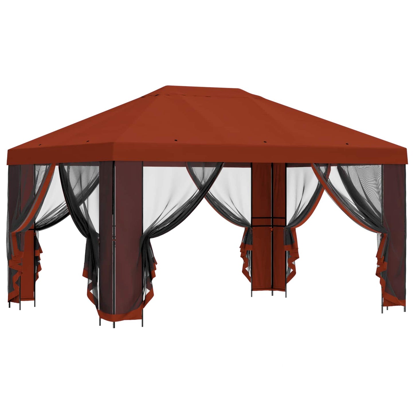 Pavillon mit Seitenwänden 4 x 3 m Terrakotta