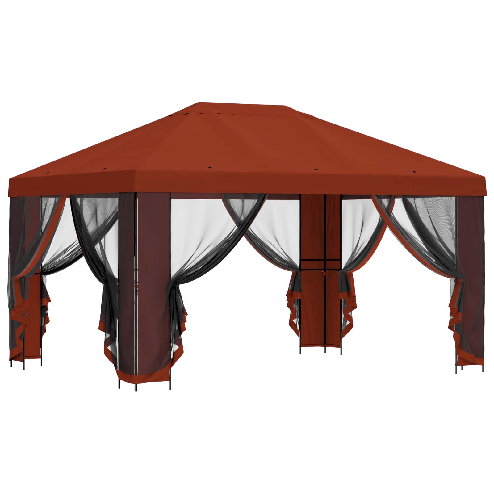 Pavillon mit Seitenwänden 4 x 3 m Terrakotta