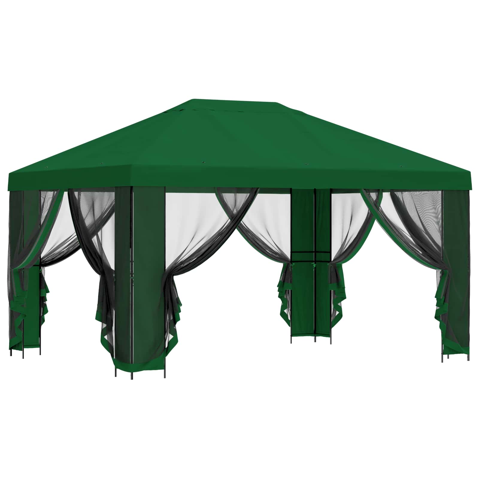 Garten Pavillon mit Seitenwänden 4 x 3 m Grün
