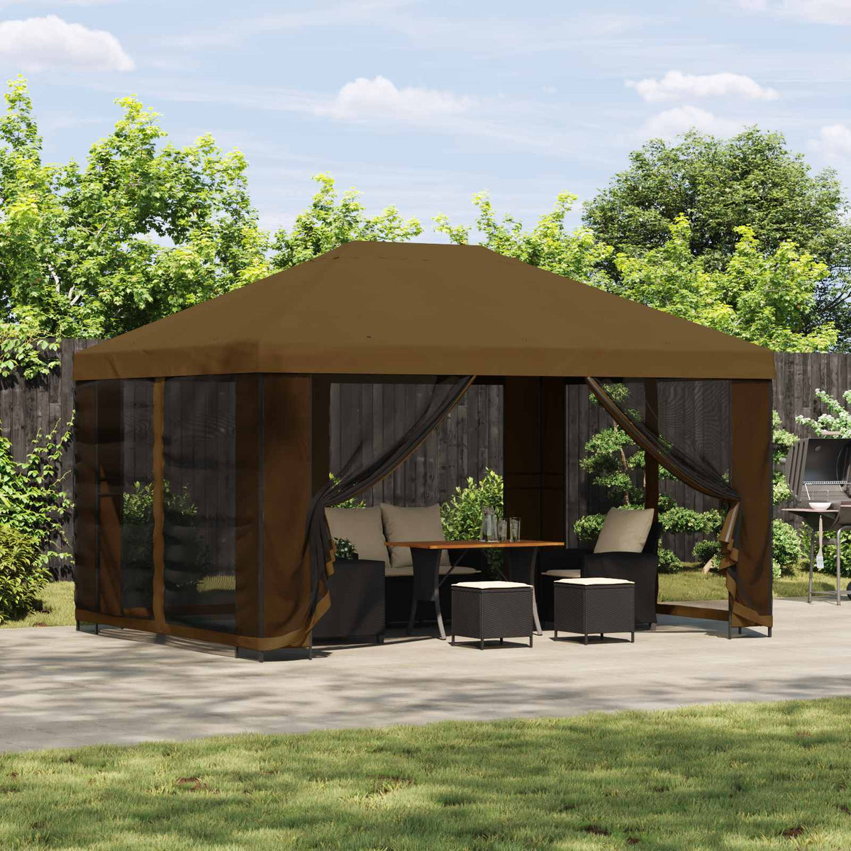Garten Pavillon mit Seitenwänden 4 x 3 m Taupe