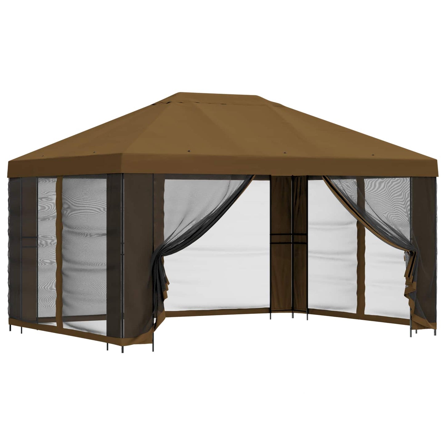 Garten Pavillon mit Seitenwänden 4 x 3 m Taupe