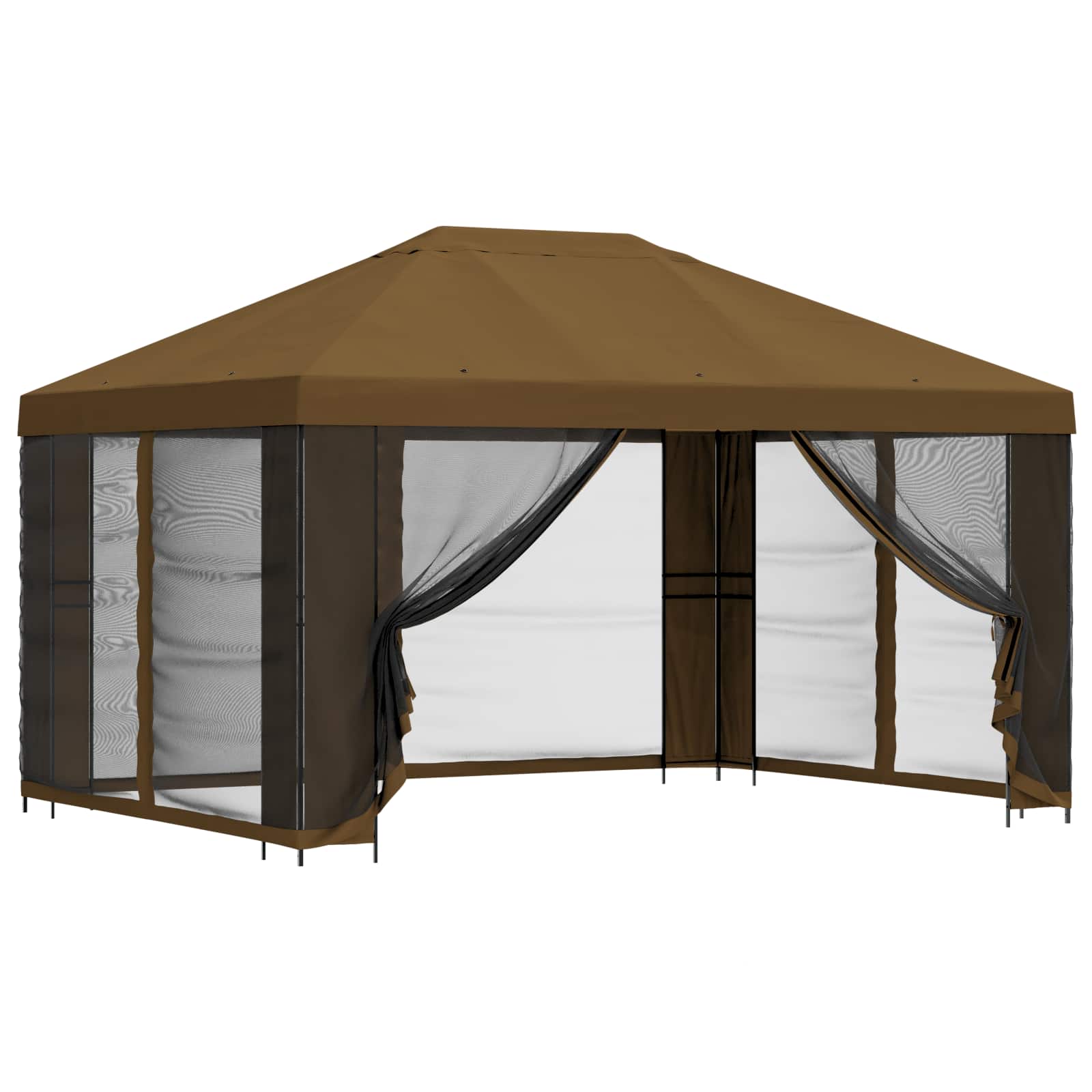 Garten Pavillon mit Seitenwänden 4 x 3 m Taupe