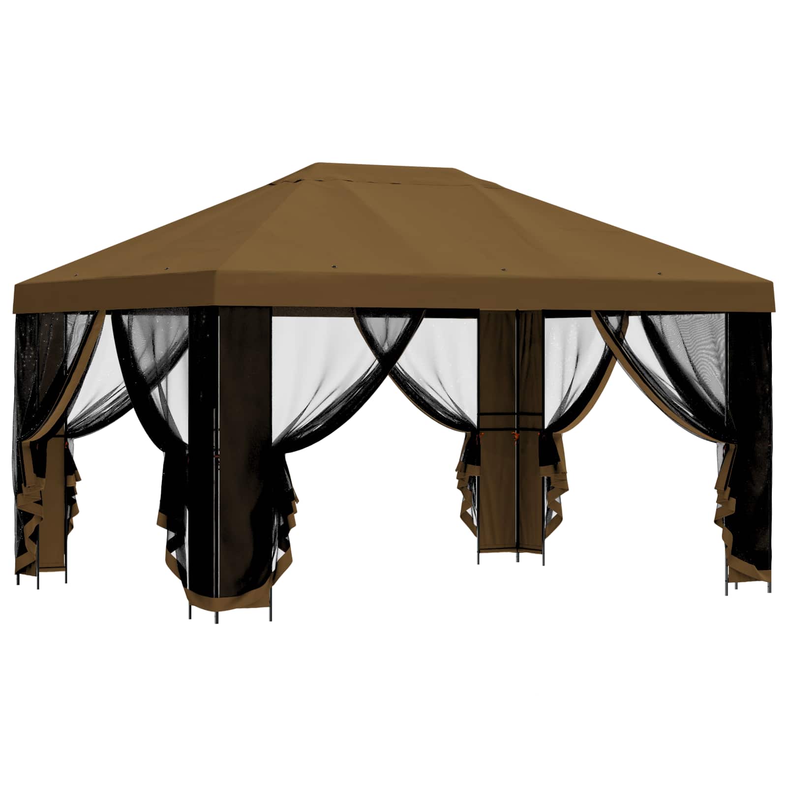 Garten Pavillon mit Seitenwänden 4 x 3 m Taupe