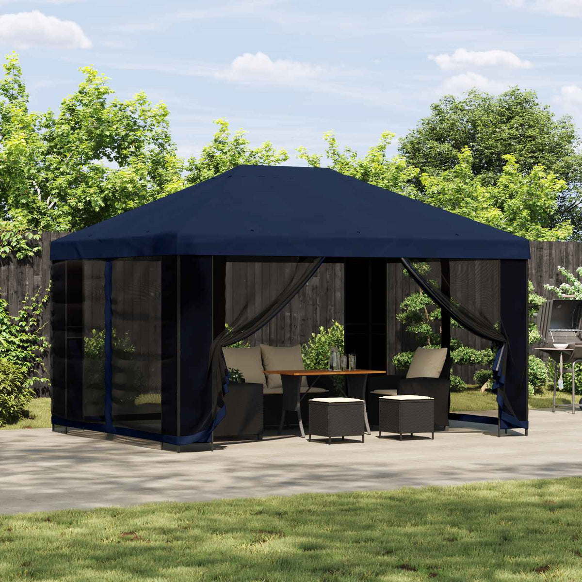 Garten Pavillon mit Seitenwänden 4 x 3 m Blau