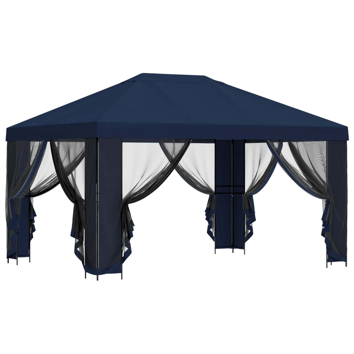 Garten Pavillon mit Seitenwänden 4 x 3 m Blau