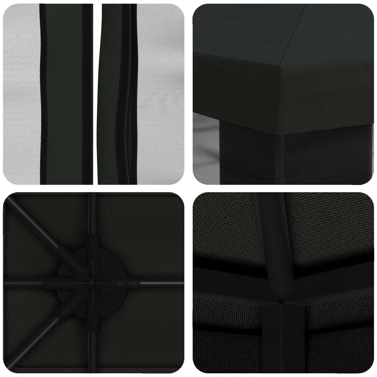 Pavillon mit Seitenwänden 4 x 3 m Schwarz Polyester und Stahl