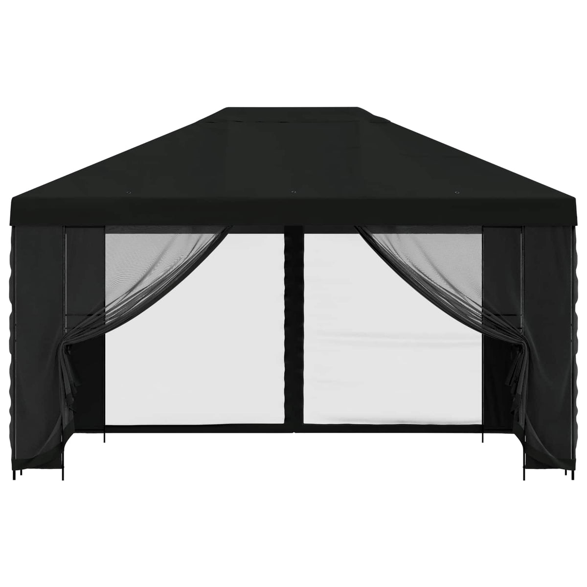 Pavillon mit Seitenwänden 4 x 3 m Schwarz Polyester und Stahl