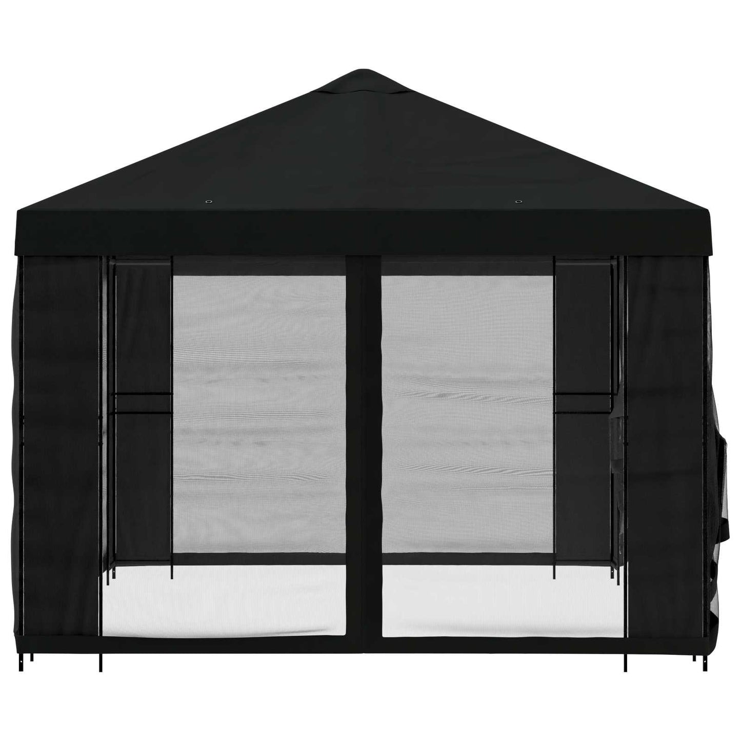 Pavillon mit Seitenwänden 4 x 3 m Schwarz Polyester und Stahl