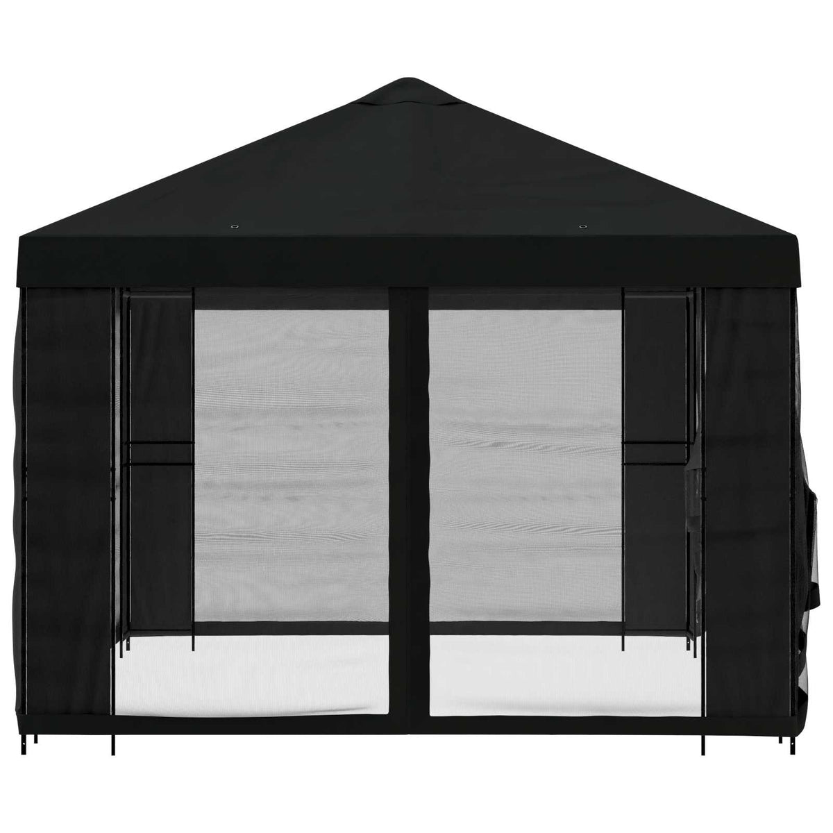 Pavillon mit Seitenwänden 4 x 3 m Schwarz Polyester und Stahl