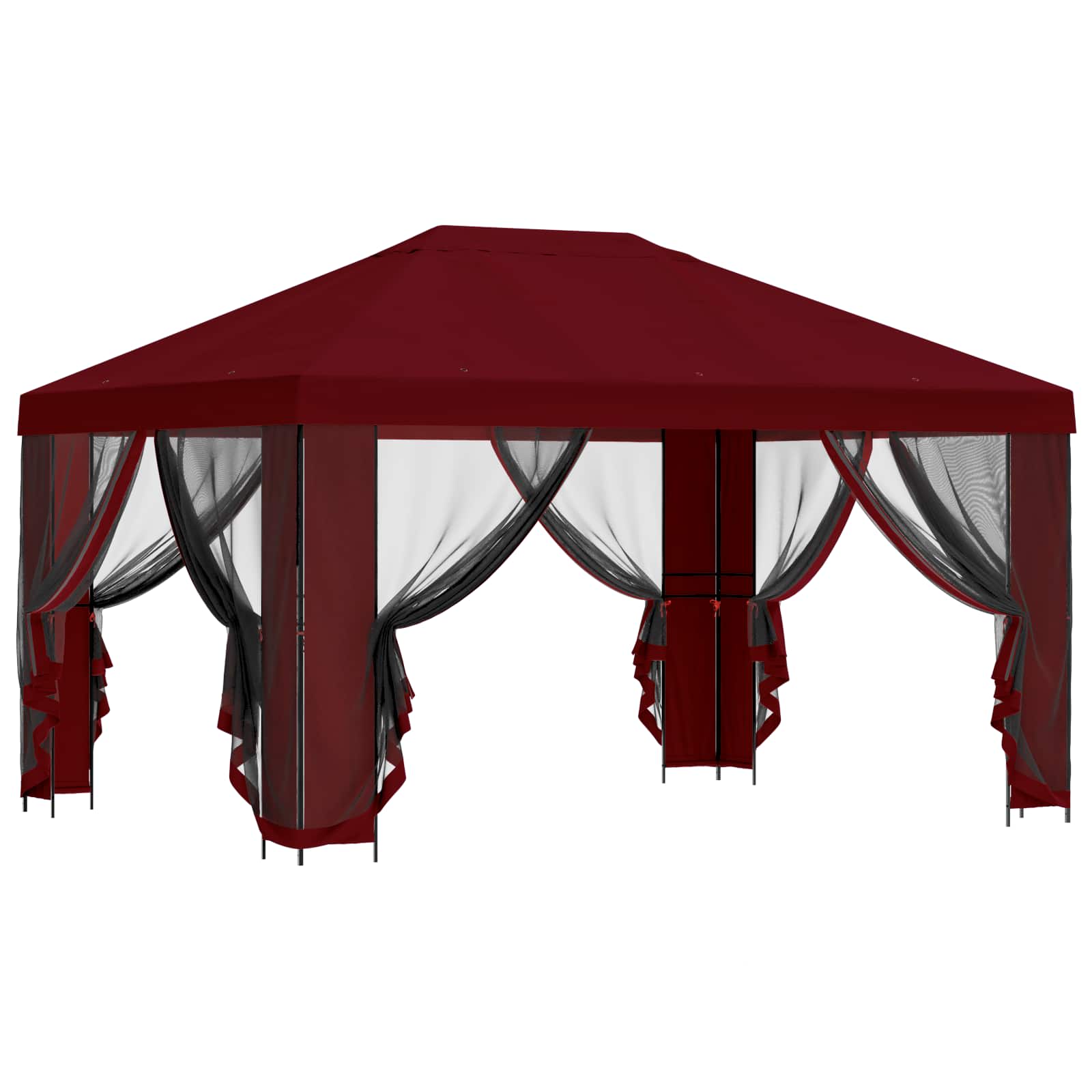 Garten Pavillon mit Seitenwänden 4 x 3 m Bordeauxrot