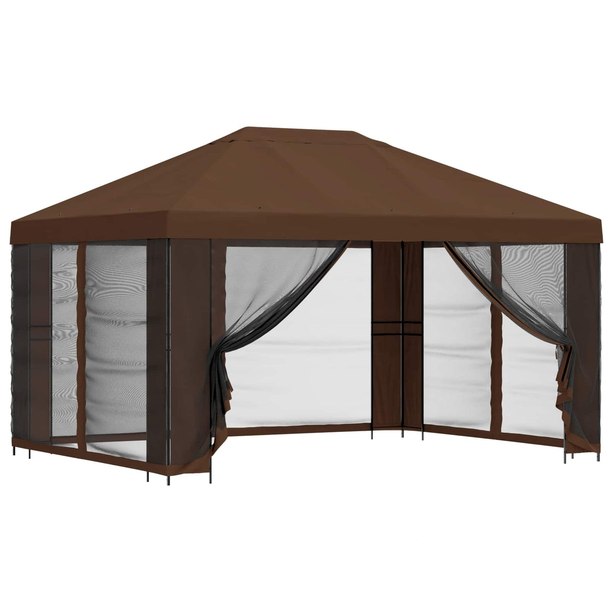 Garten Pavillon mit Seitenwänden 4 x 3 m Braun