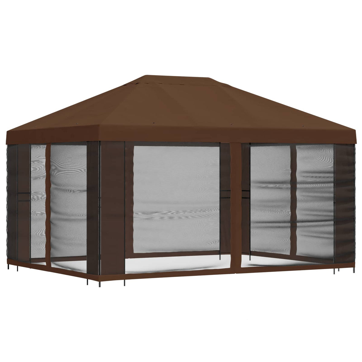 Garten Pavillon mit Seitenwänden 4 x 3 m Braun